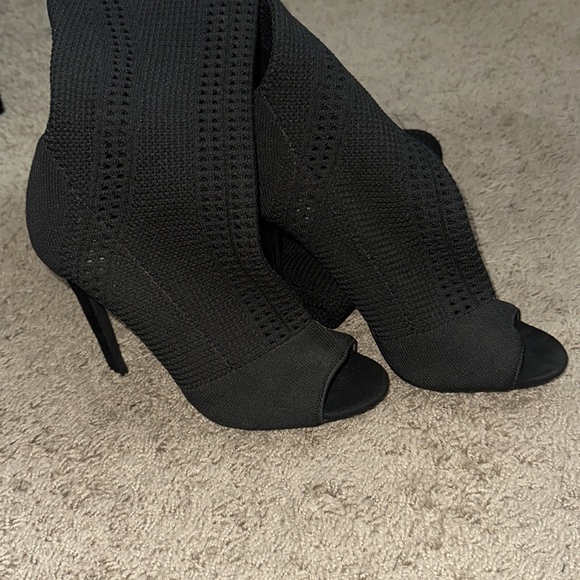 Open Toe Stiletto Heel Sock Boots - Picture 3 of 5